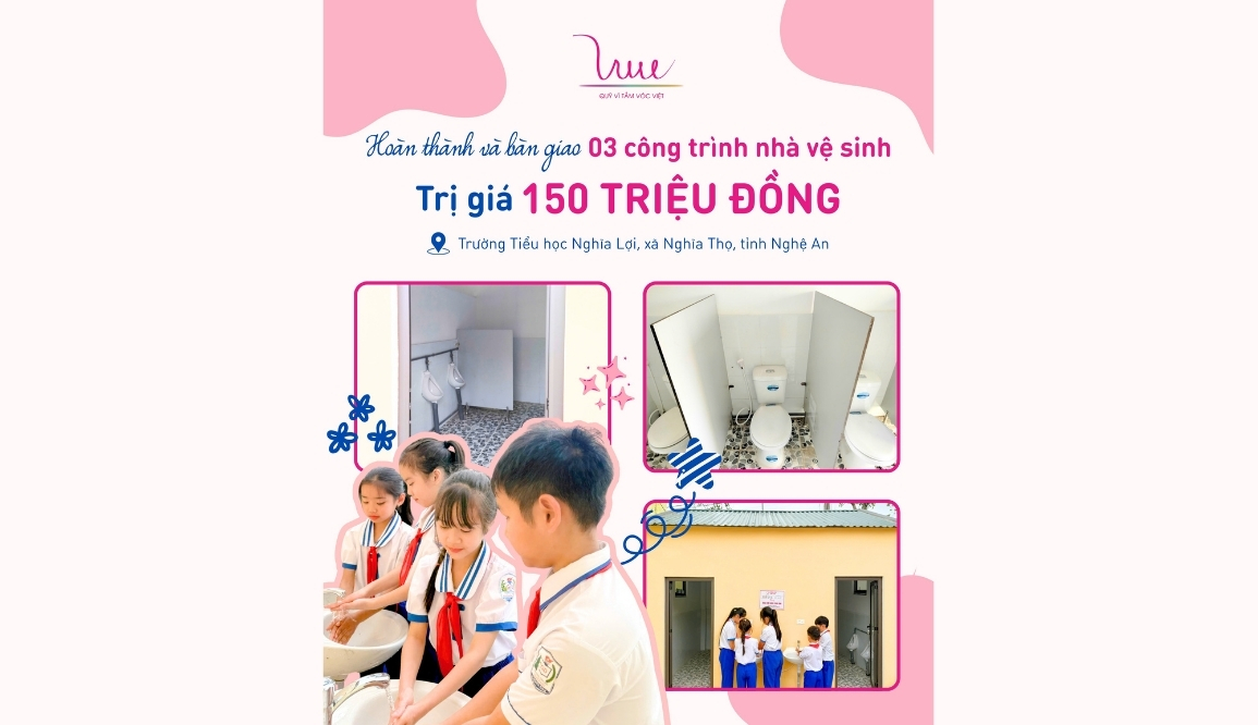 Hoàn thành và bàn giao 03 công trình nhà vệ sinh tại Trường Tiểu học Nghĩa Lợi